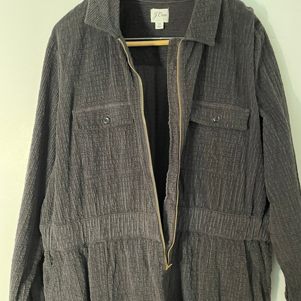J. Crew Corduroy Zip Front Utility Dress Womens Size 20 Black Fall Warm Cozy - Picture 6 of 12
